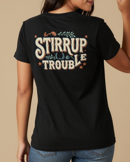Stirrup Trouble Washed Tee – Back View – Jessie – black