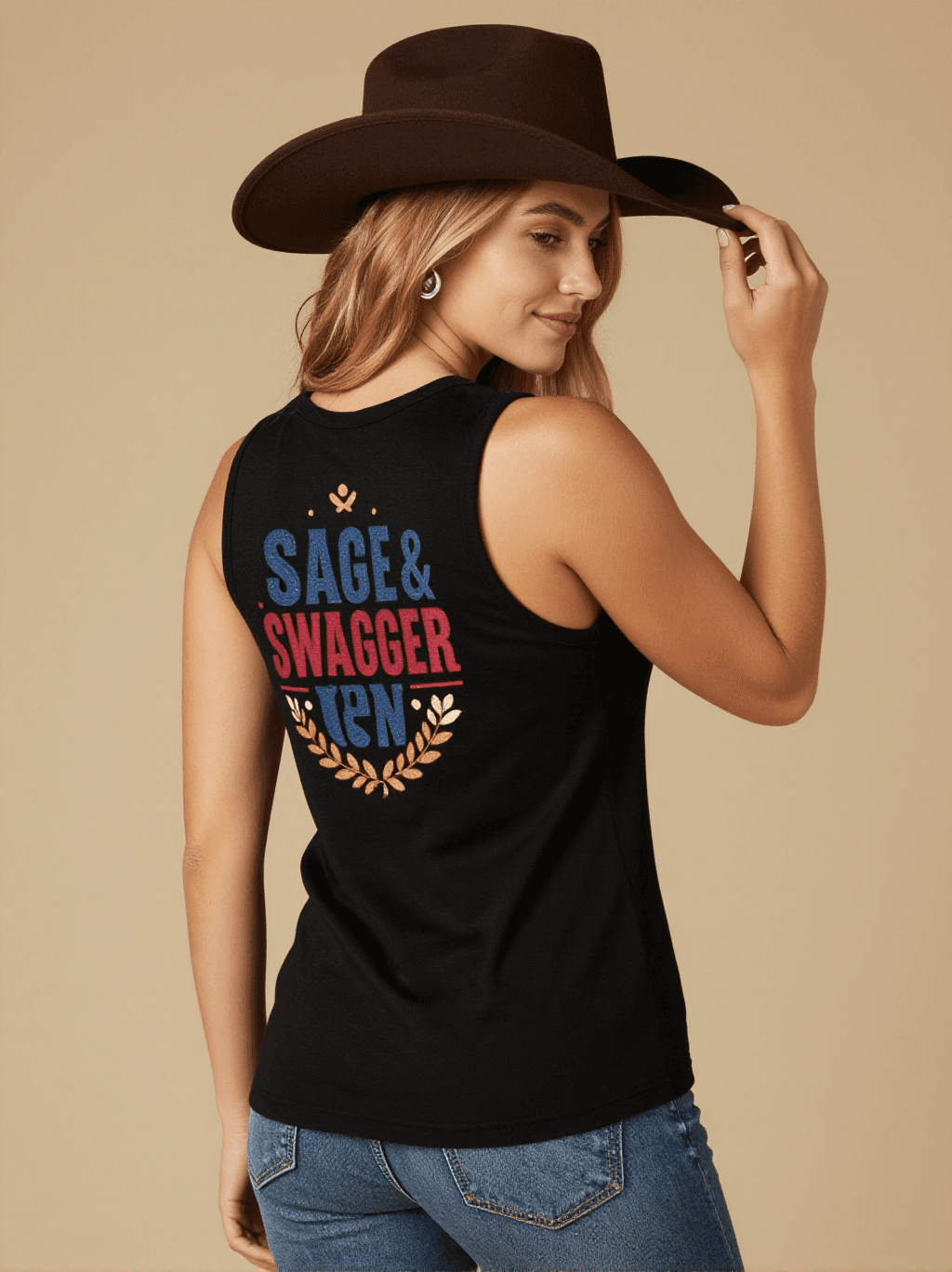 Sage & Swagger Tank Top – Back View – Riley – black