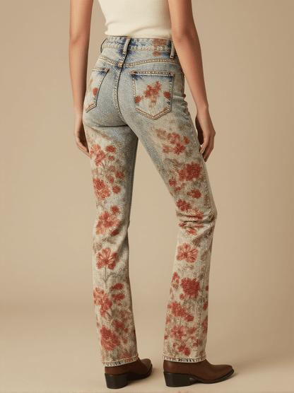 Ghost Prairie Bloom Bootcut Jeans – Back View – Riley – Light Wash / Faded Cream / Roan Red