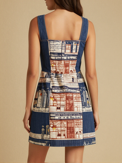 Streets of Laredo Structured Mini Dress – Back View – Jessie – Dusty Gold / Warm Dusk