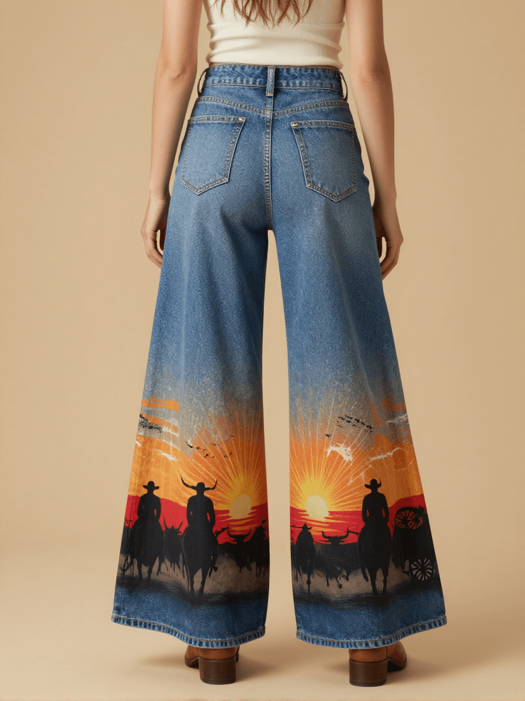 Sunset Cattle Drive RB-BOT05 – Back View – Riley – Blue Denim