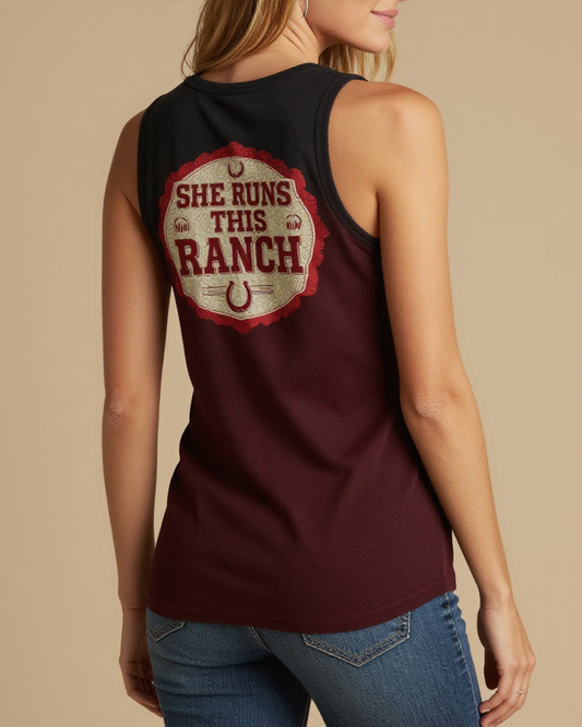 She Runs This Tank Top – Back View – Riley