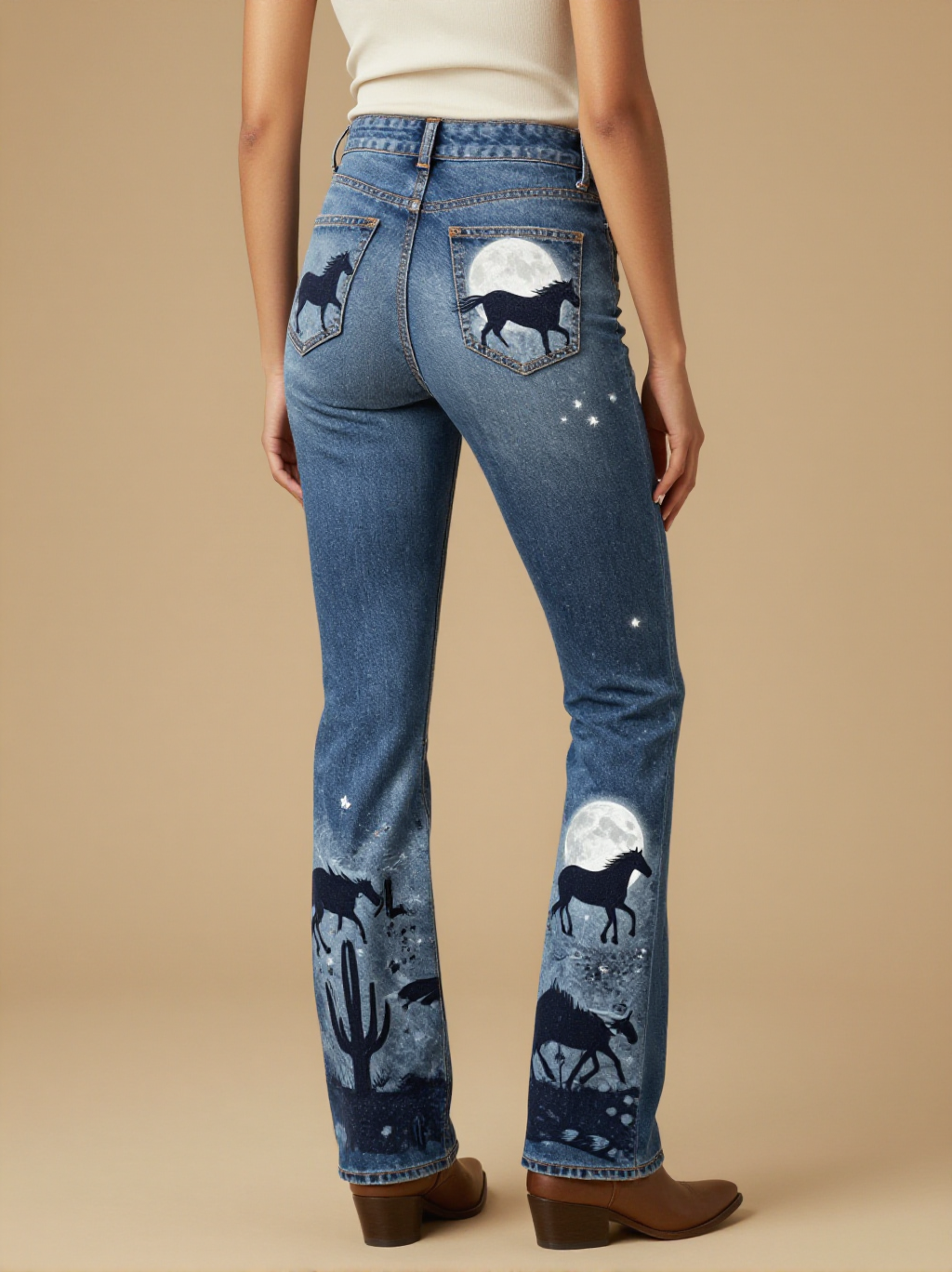 Mustang Moonrise Bootcut Jeans – Back View – Jessie – Silver Moon / Deep Indigo