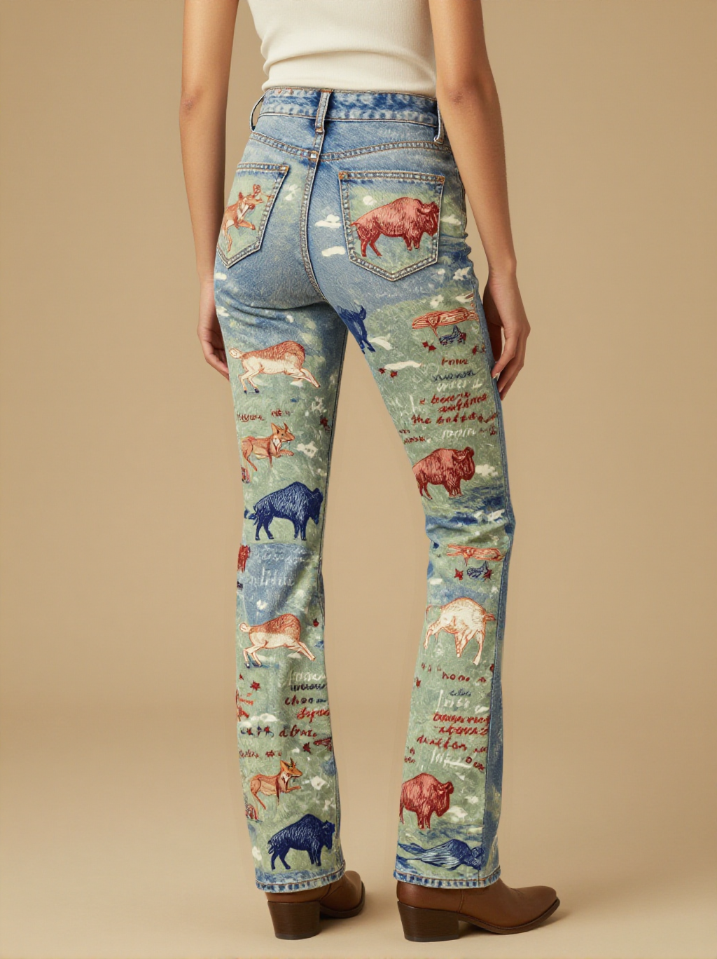 Home on the Range Bootcut Jeans – Back View – Jessie – Sunset Copper / Deep Blue