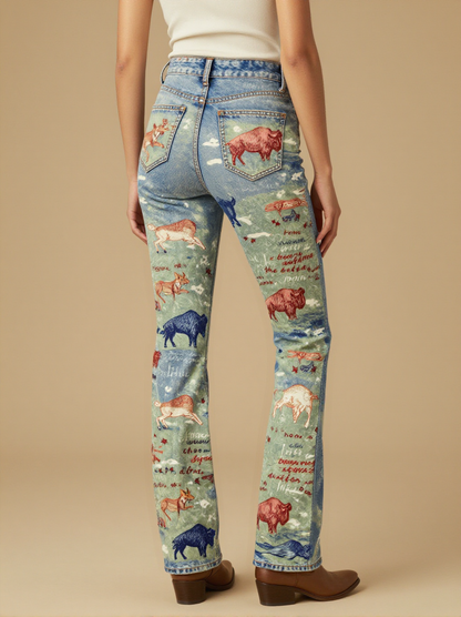 Home on the Range Bootcut Jeans – Back View – Jessie – Sunset Copper / Deep Blue