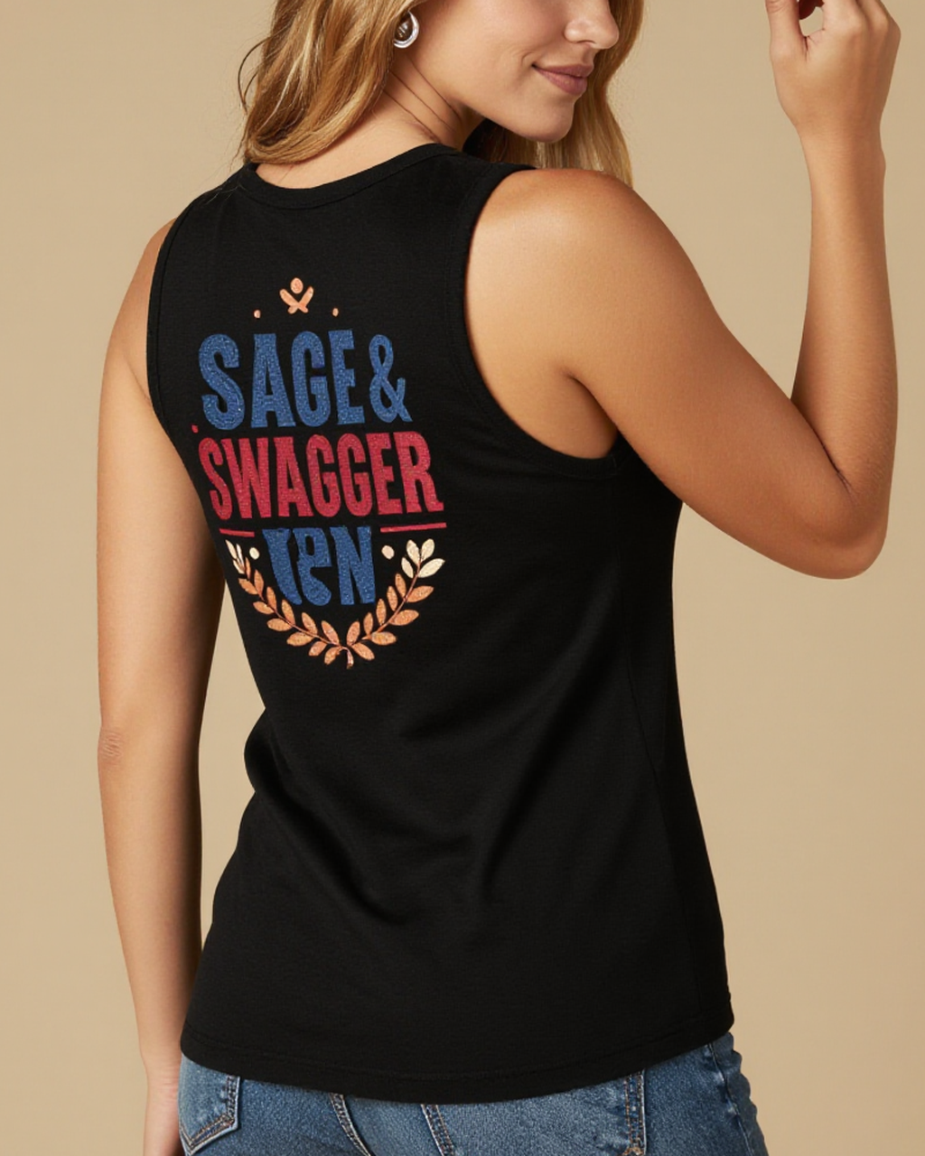 Sage & Swagger Tank Top – Back View – Riley – black