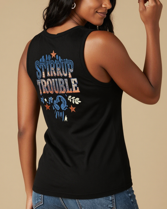 Stirrup Trouble RB-TOP13 – Back View – Amara – washed-black