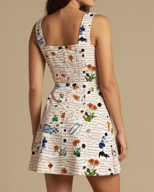 Red River Valley Structured Mini Dress – Back View – Jessie – Roan Red / Trail Bone / Midnight Indigo