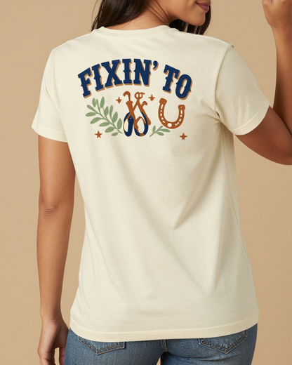 Fixin' To Washed Tee – Back View – Jessie – white