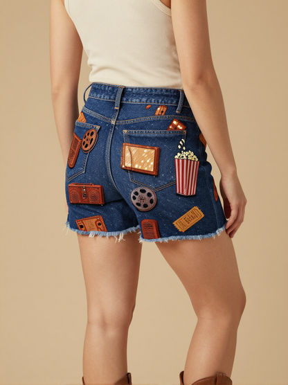 Drive-In Denim Shorts – Back View – Mara