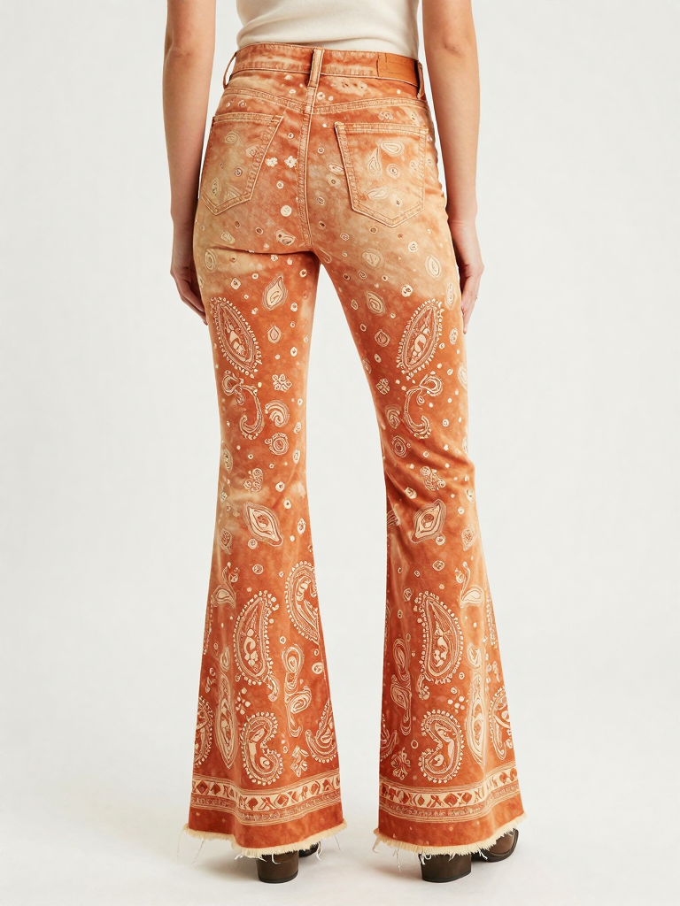 Burnt Orange Bandana RB-BOT21 – Back View – Jessie – Orange / Ivory