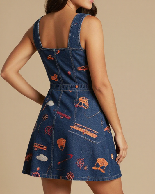Bessie Coleman's Sky Structured Mini Dress – Back View – Jessie