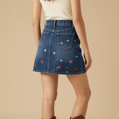 Lone Star Crossing Denim Mini Skirt – Back View – Riley