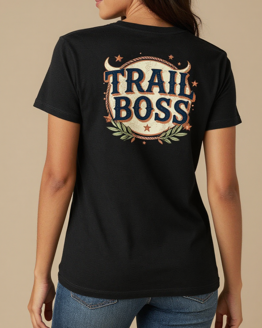 Trail Boss Washed Tee – Back View – Jessie – black