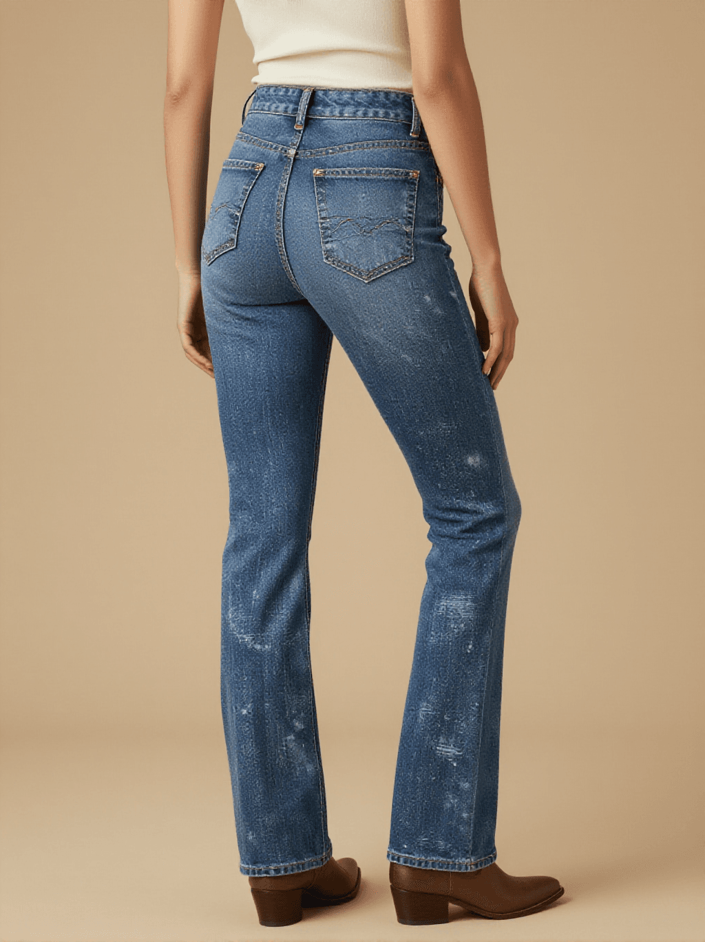 Weathered Rail Stripe Bootcut Jeans – Back View – Riley – multi