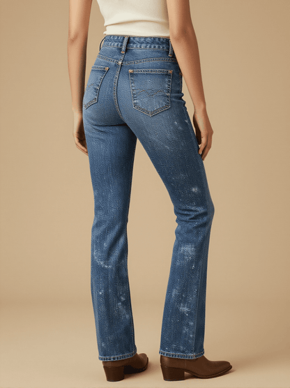 Weathered Rail Stripe Bootcut Jeans – Back View – Riley – multi