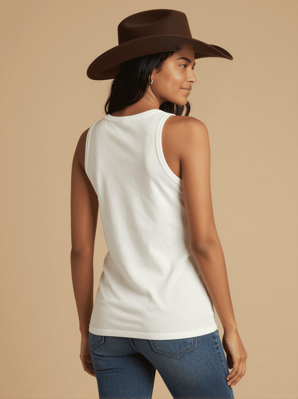 Little Dogie Type Tank Top – Back View – Mara – White