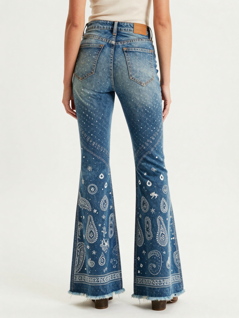 Trail Dust Bandana RB-BOT21 – Back View – Jessie – Indigo / Multi