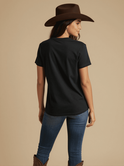 Where the Dust Sings Washed Tee – Back View – Jessie – black
