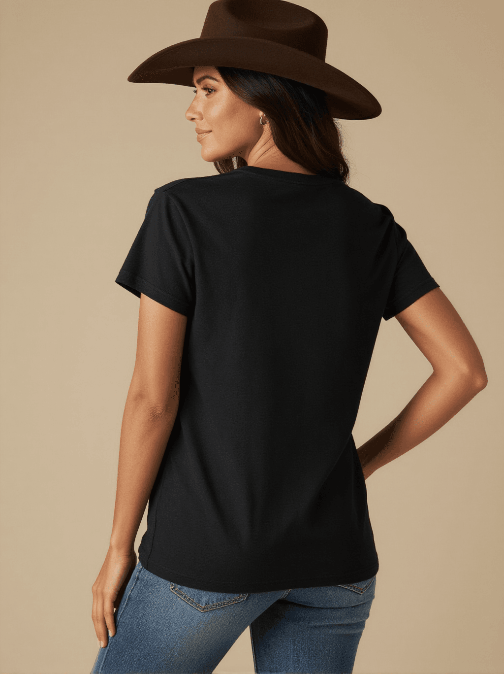 Meet Me Past the Lights Washed Tee – Back View – Jessie – black