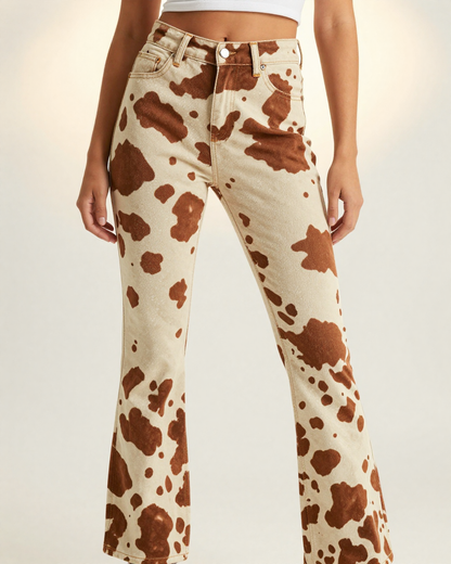 Brown Cow Classic Bootcut Jeans – Front View – Riley – Brown / Cream