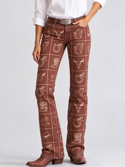 Rodeo Icon Grid Low-Rise Bootcut Jeans