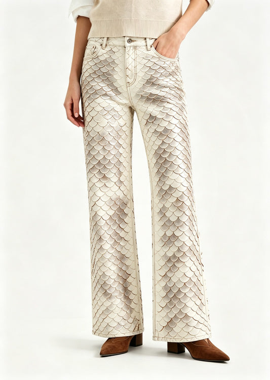 Desert Mermaid Bootcut Jeans – Front View – Riley – cream