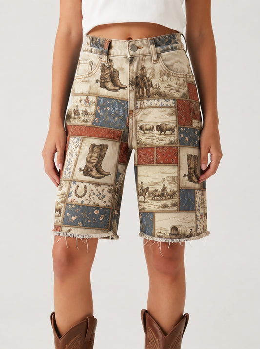 Rodeo Patchwork RB-BOT08 – Front View – Riley – beige, brown