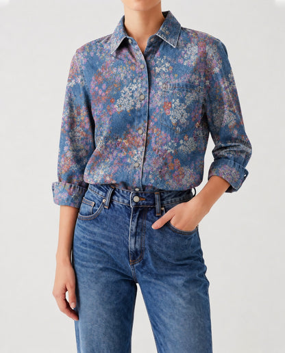 Prairie Bloom Indigo RB-TOP16 – Front View – Riley – Indigo