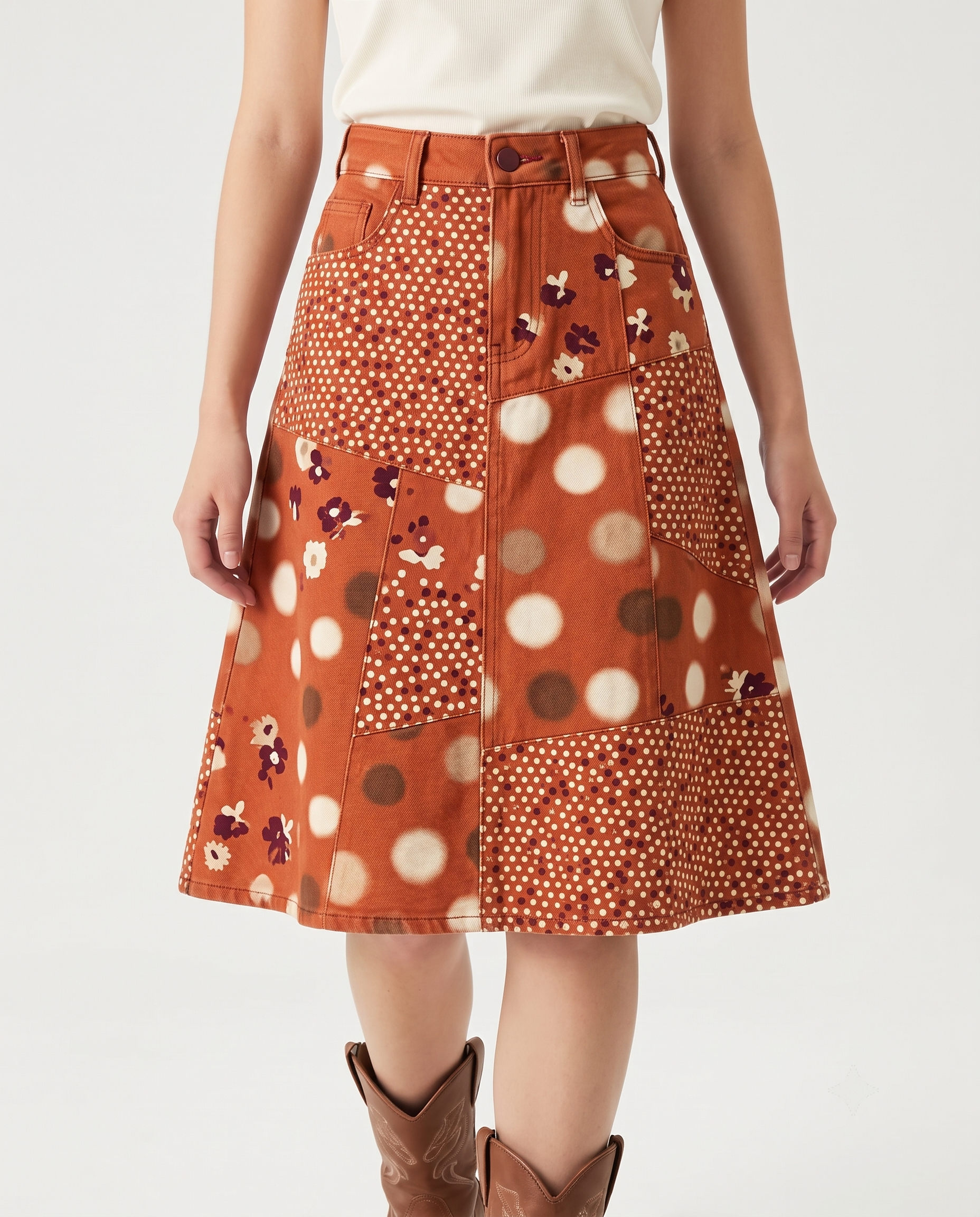 Rust Dots RB-SKT03 – Front View – Jessie – Rust Orange