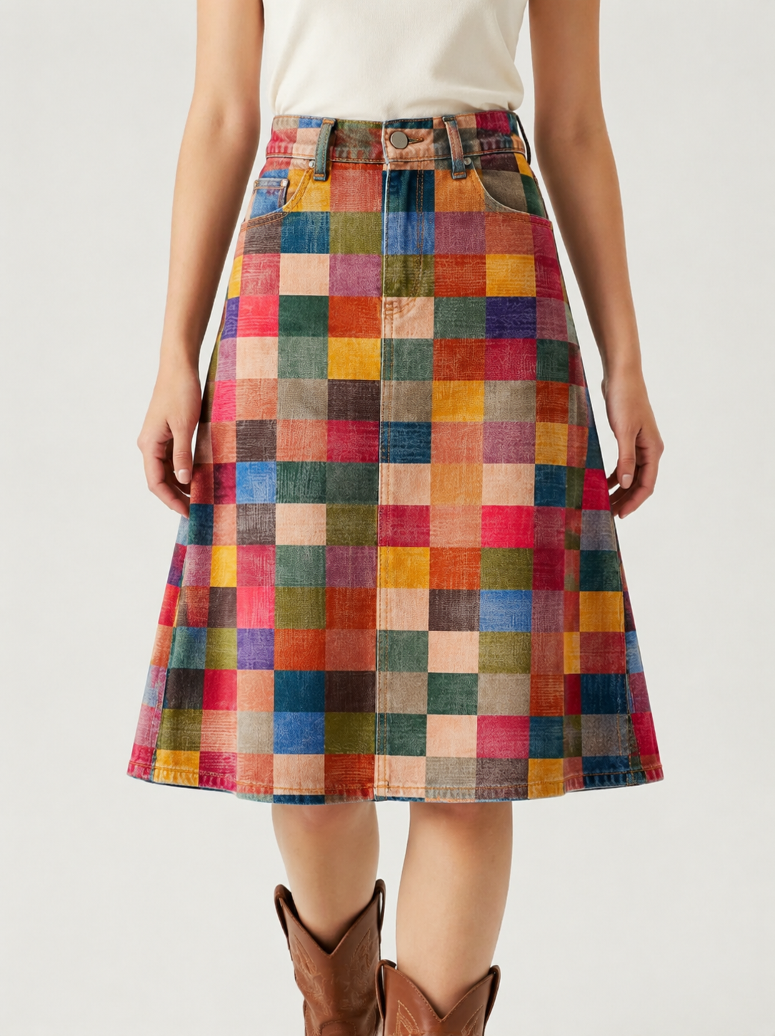 Denim Geometric RB-SKT03 – Front View – Jessie – Varied  Tones