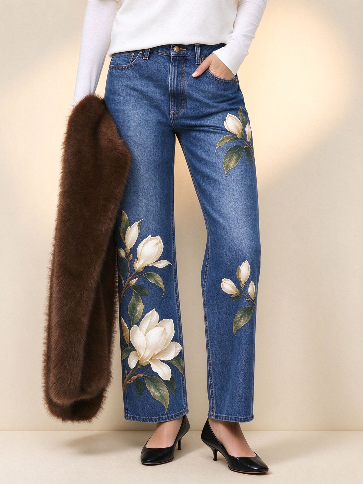 Magnolia Trail Mid-Rise Straight-Leg Jeans