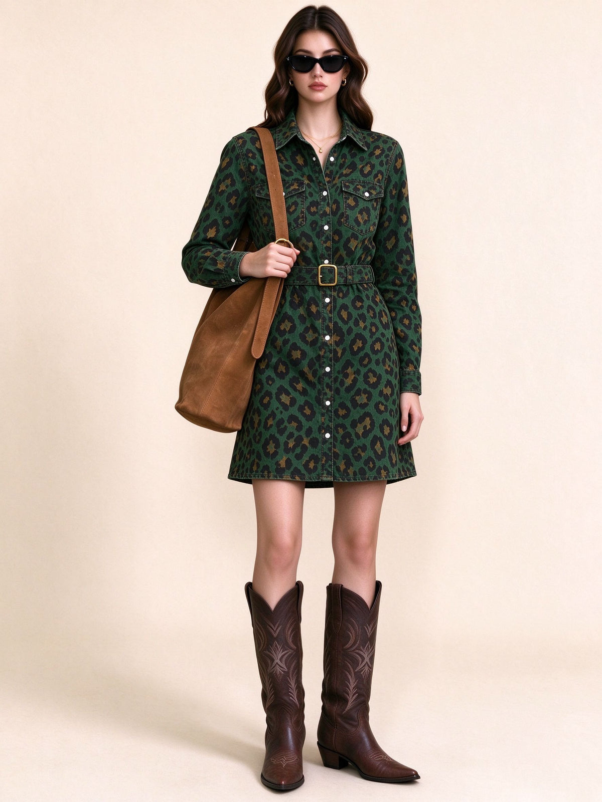 Ranch Reckoning Belted Shirt Dress