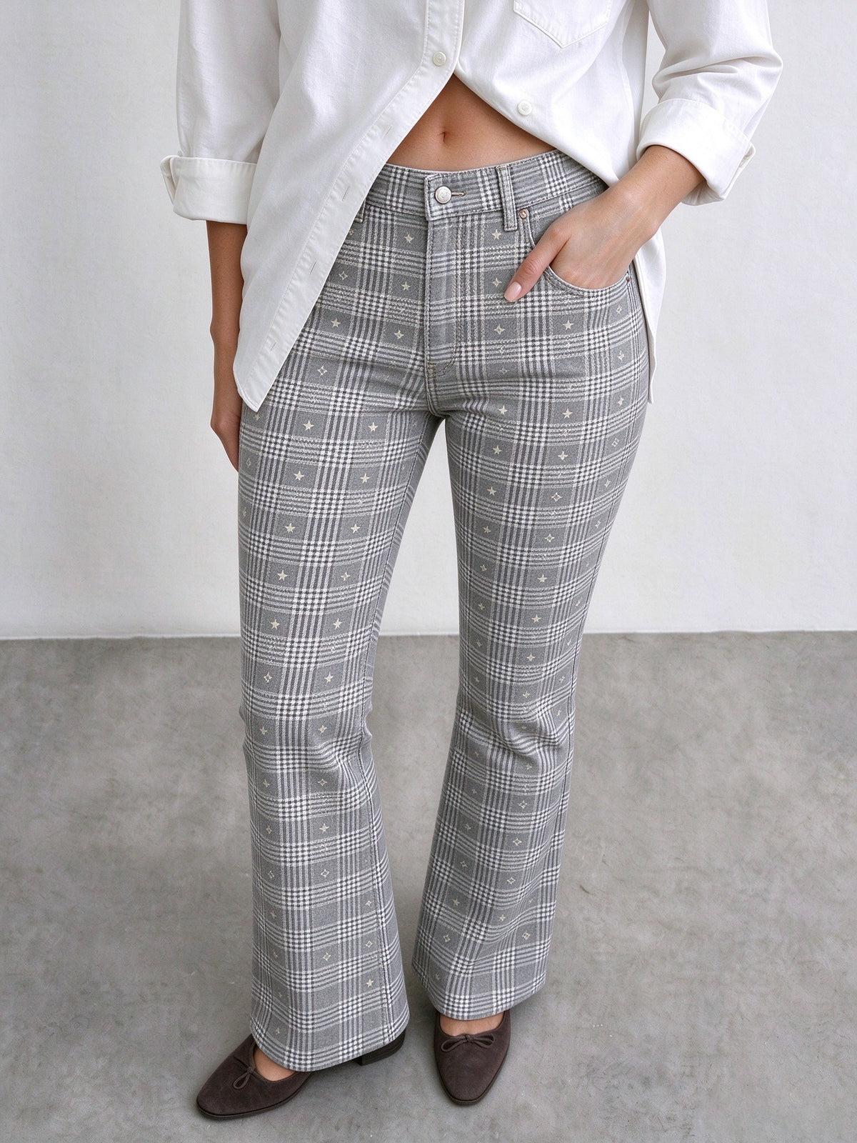 Ghost Town Grid Bootcut Jeans