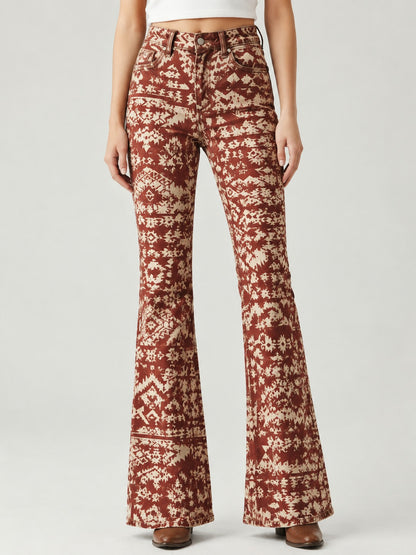 Desert Mirage Rust Bootcut Jeans – Front View – Riley – rust