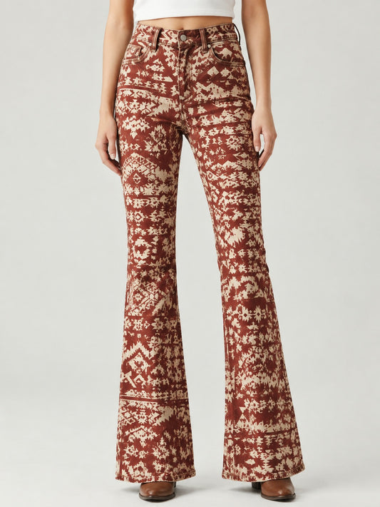 Desert Mirage Rust Bootcut Jeans – Front View – Riley – rust