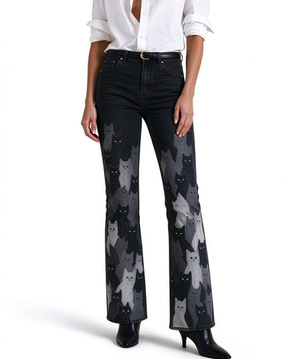 Midnight Ranch Cats Bootcut Jeans