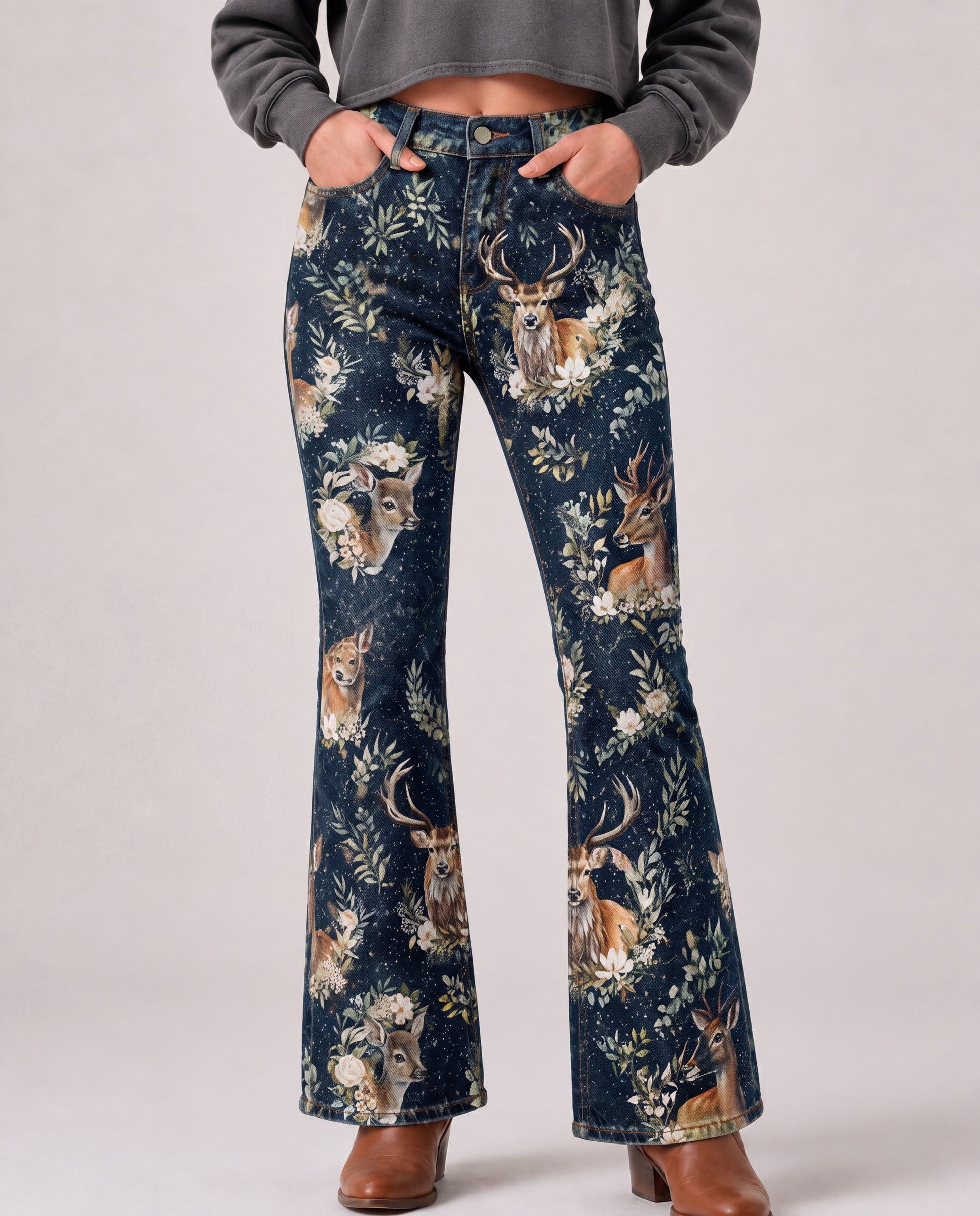 Whispering Pines Bootcut Jeans – Front View – Riley – navy