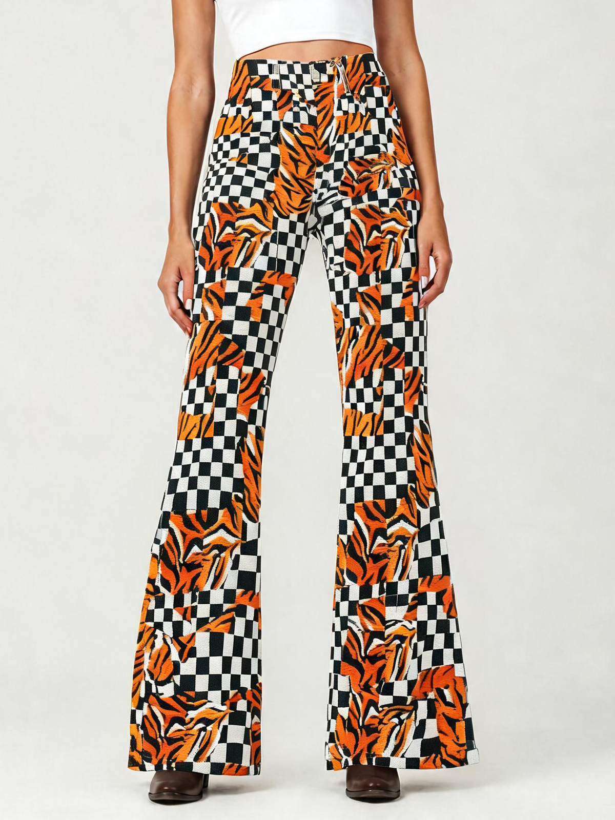 Wild Stripe Rodeo Bootcut Jeans – Front View – Riley – Orange