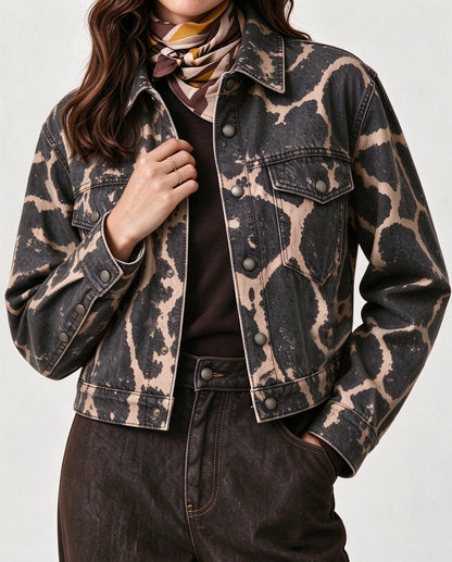 Longhorn Hide Cropped Denim Jacket