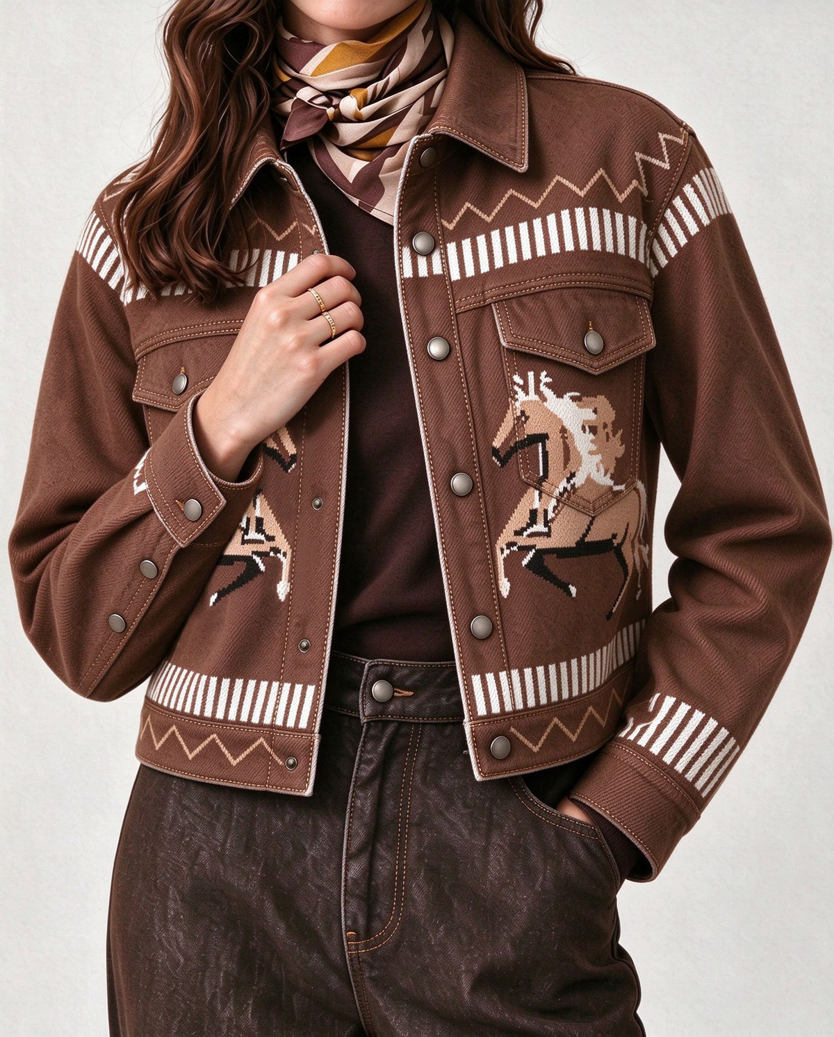 Painted Pony Cropped Denim Jacket