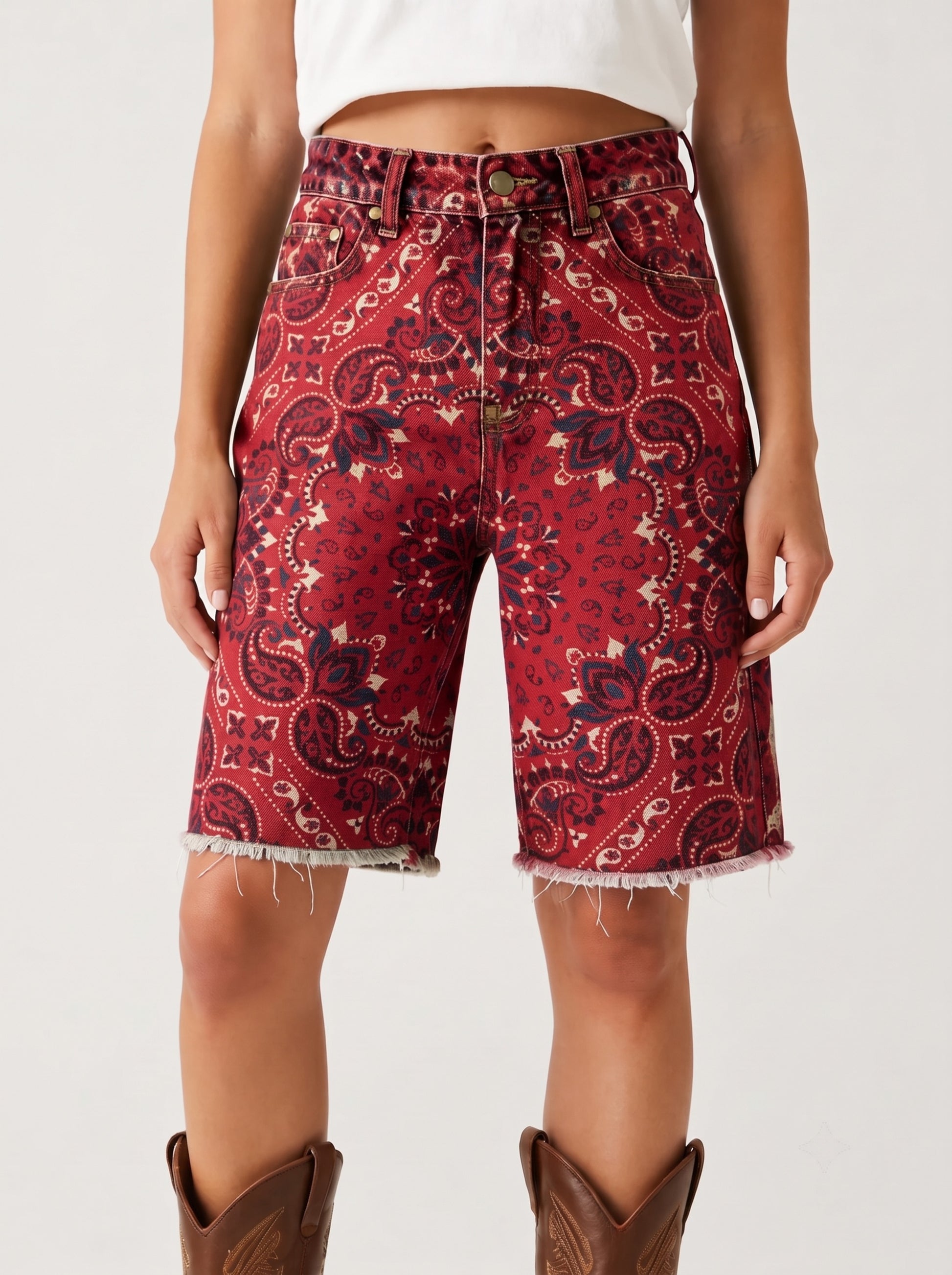 Rodeo Rebel Red Paisley RB-BOT08 – Front View – Riley – red
