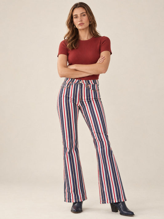 Canyon Stride Bootcut Jeans – Front View – Riley – Navy, Red, White