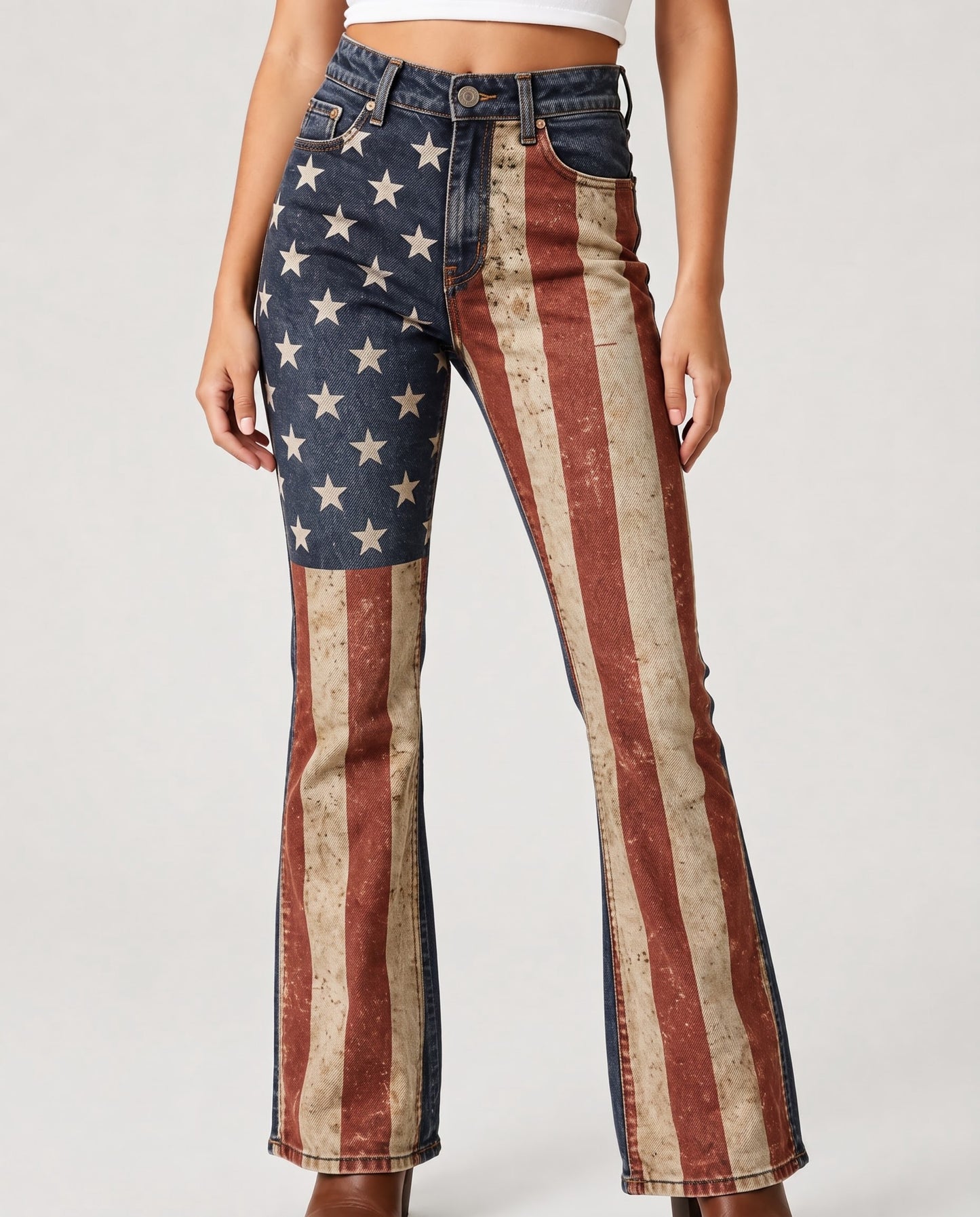 Starlight Ridge Bootcut Jeans – Front View – Riley – navy blue, red, cream