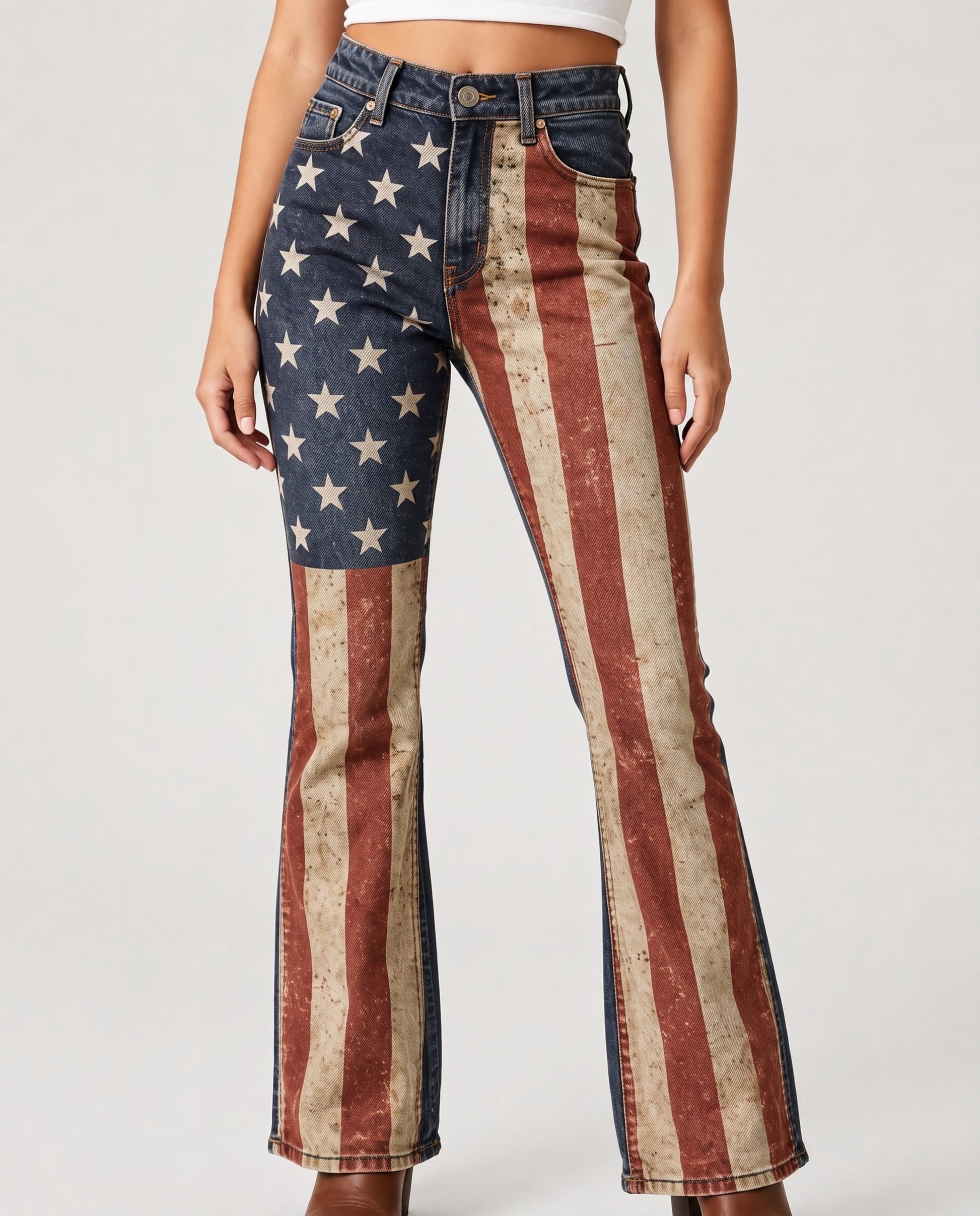 Starlight Ridge Bootcut Jeans – Front View – Riley – navy blue, red, cream
