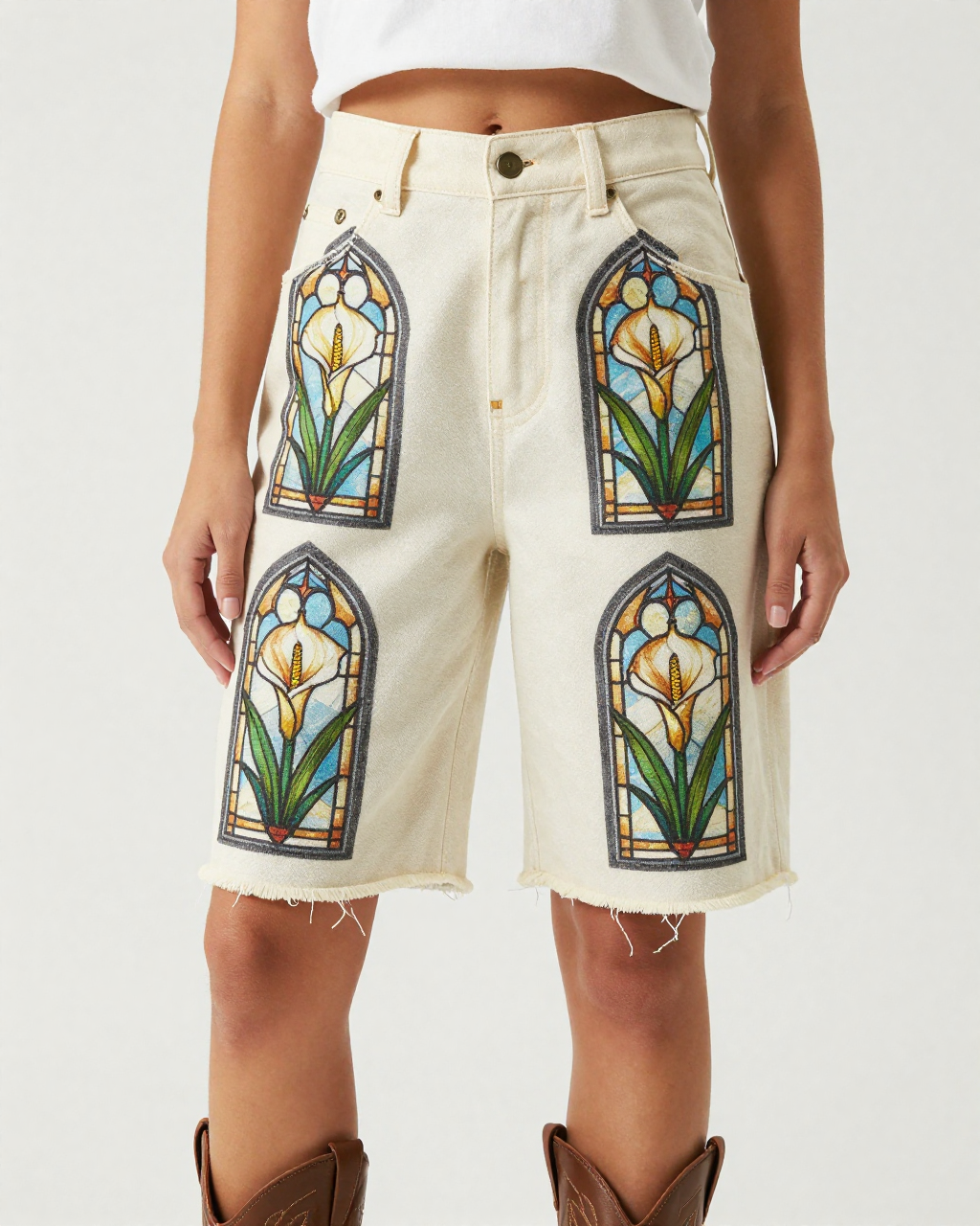 Lily Window RB-BOT08 – Front View – Jessie – Ivory / Gold