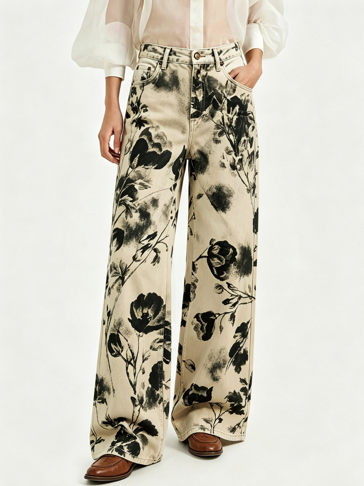Prairie Bloom Beige RB-BOT05 – Front View – Riley – beige