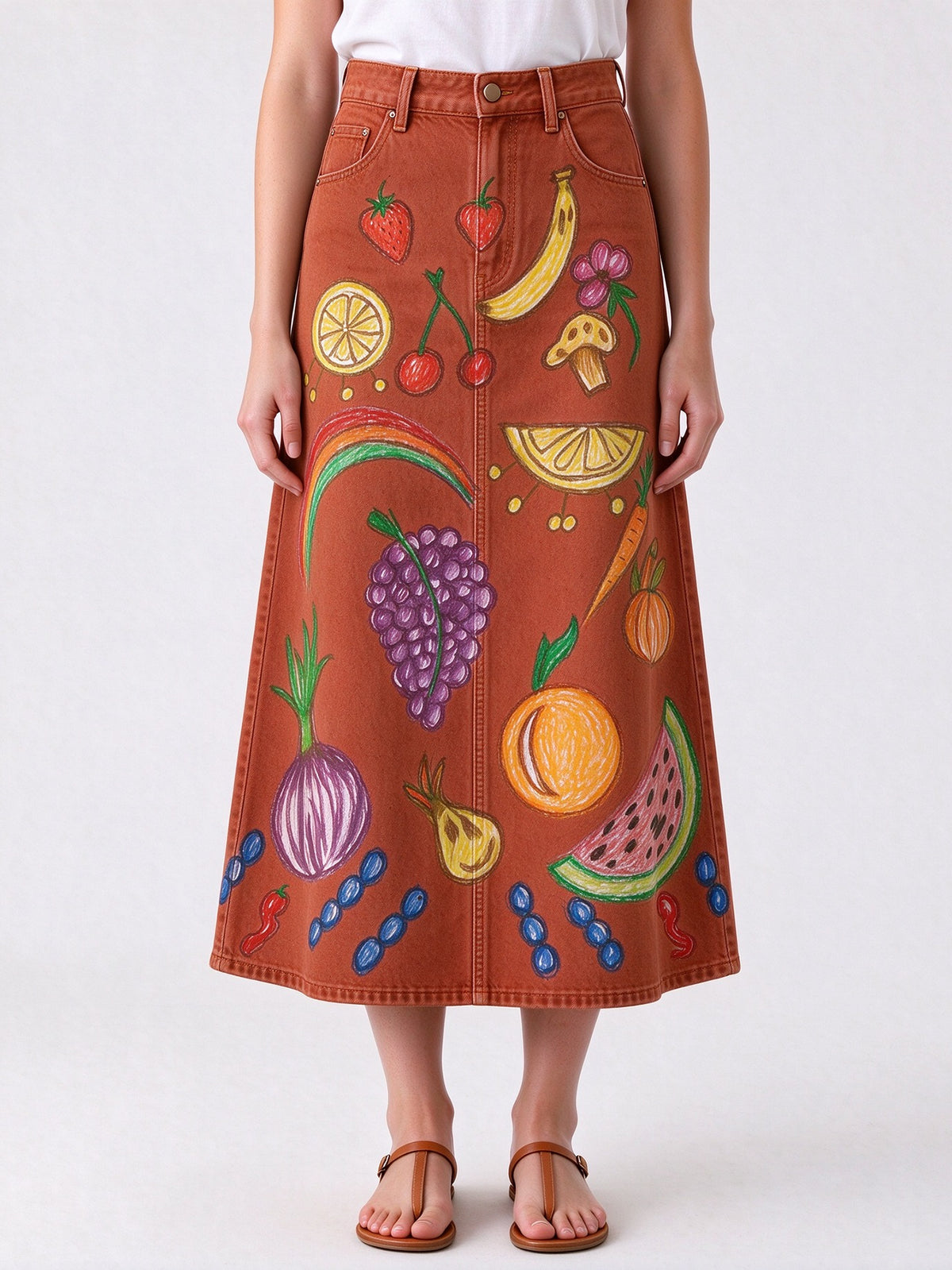 Ranch Harvest Ankle-Length Denim Skirt
