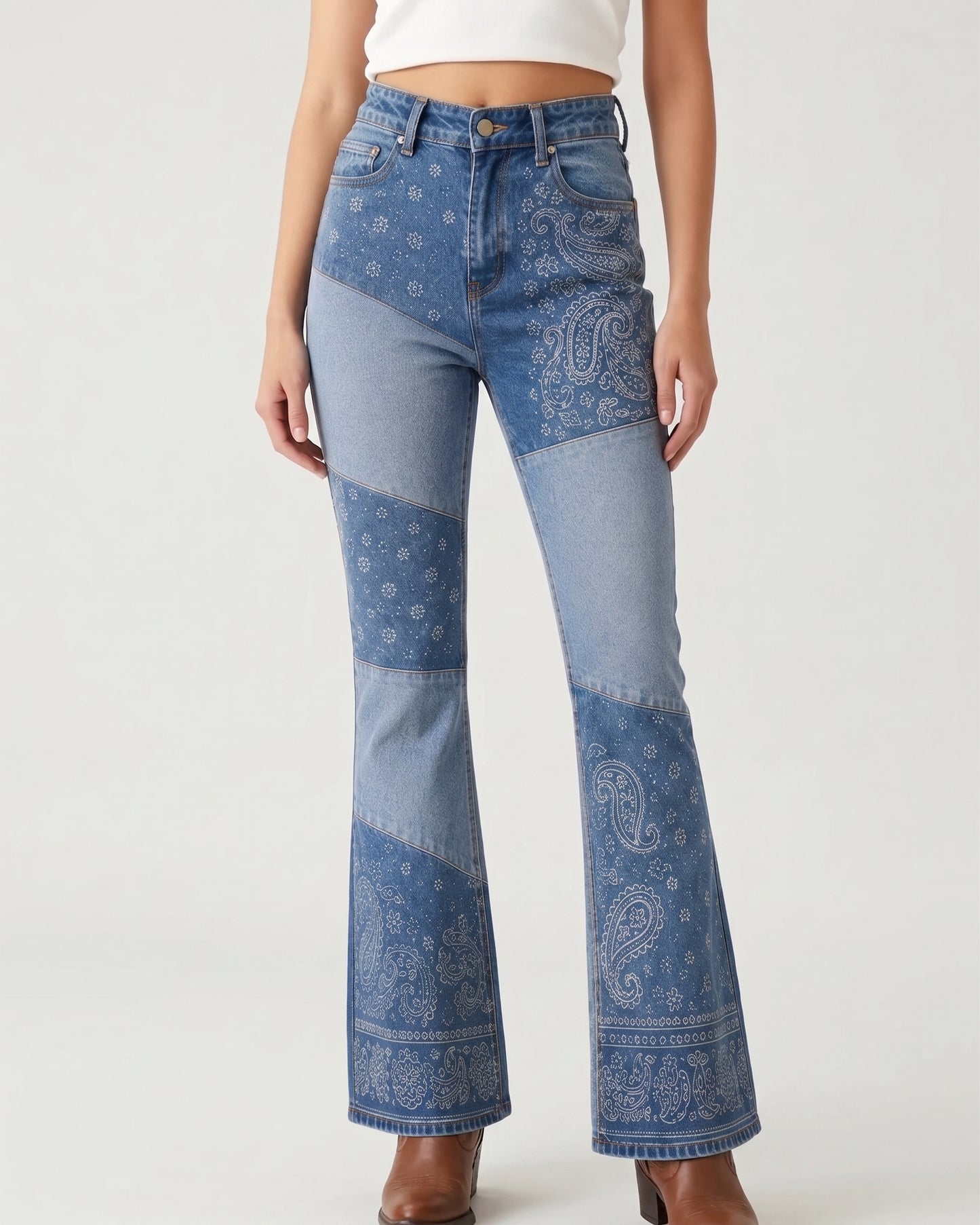 Midnight Concho Band Bootcut Jeans – Front View – Riley – Dark Navy