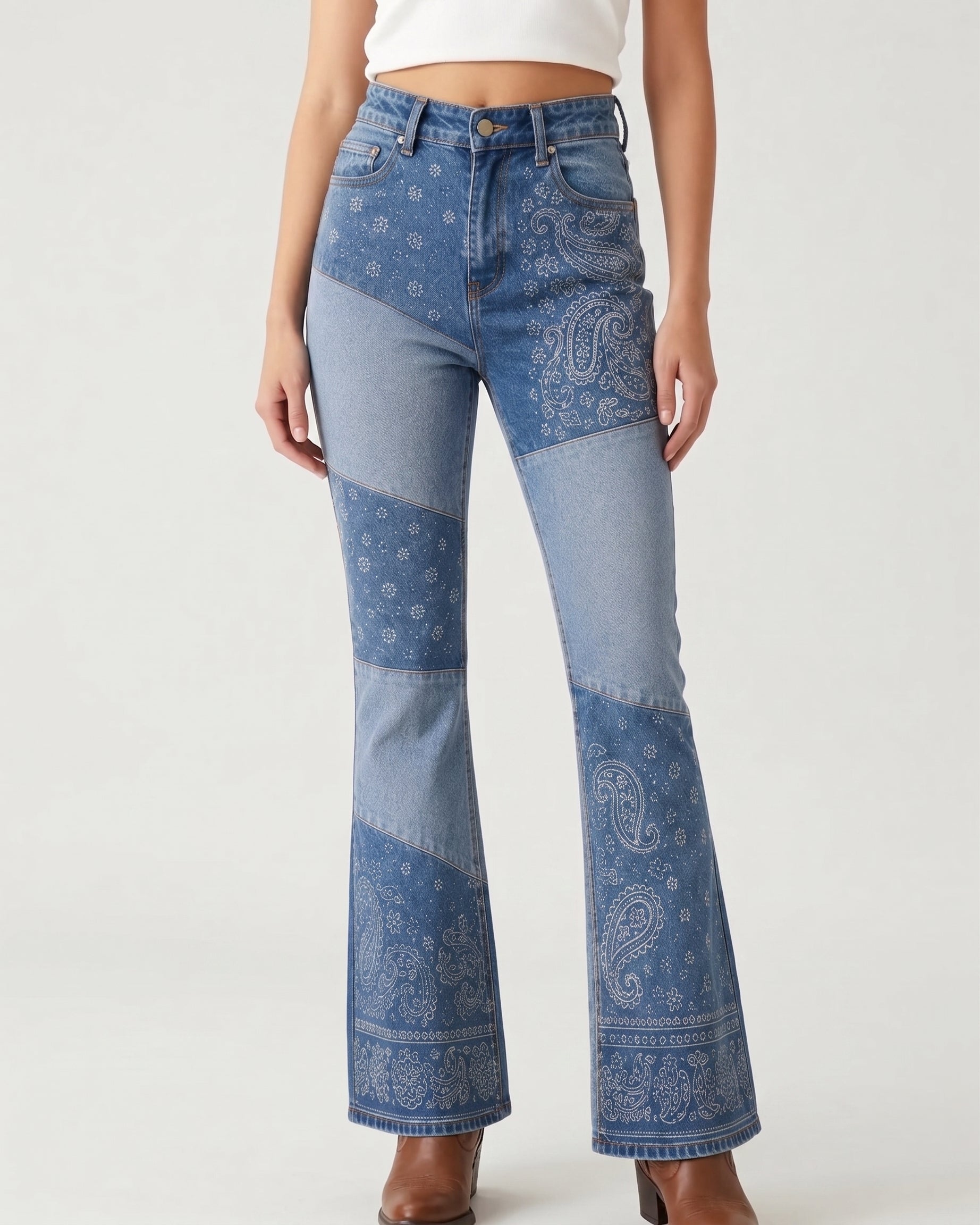 Midnight Concho Band Bootcut Jeans – Front View – Riley – Dark Navy